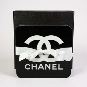 Chanel CC Logo Novelty Fashion Coaster Set - Set of 4 Glossy Coasters
